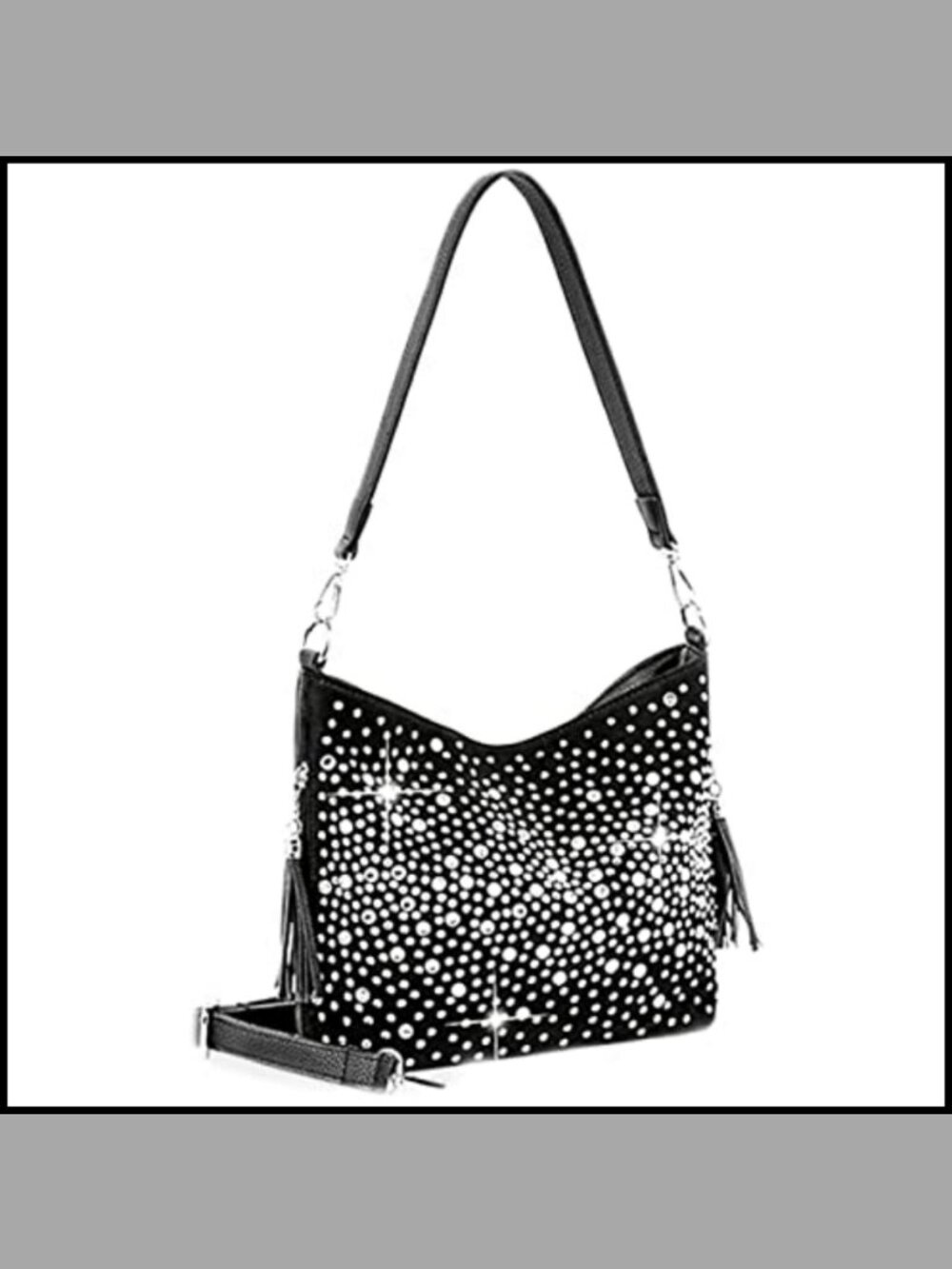 Rhinestone Star Hobo Crossbody Bag Bling Purse Detachable Strap